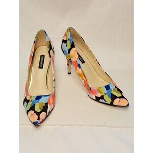 Nine West Ezra Floral Pumps Multicolor 3.75" Stiletto Heels Pointed Toe Size 8M